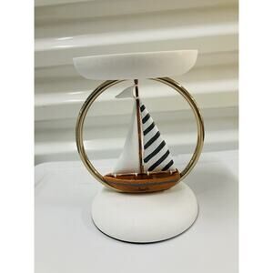 Bath & Body Works candle holder Nautical Sailboat Ring 3-Wick Pedestal